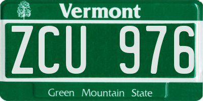 VT license plate ZCU976