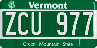 VT license plate ZCU977