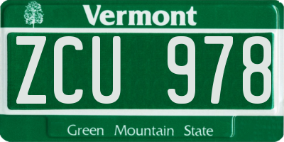 VT license plate ZCU978