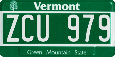 VT license plate ZCU979