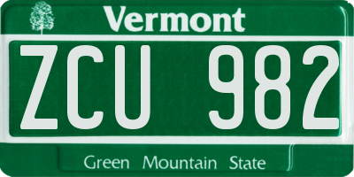 VT license plate ZCU982