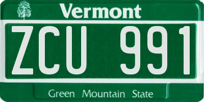 VT license plate ZCU991