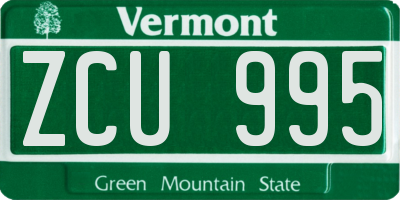 VT license plate ZCU995