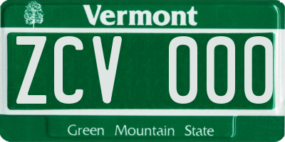 VT license plate ZCV000