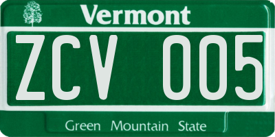 VT license plate ZCV005