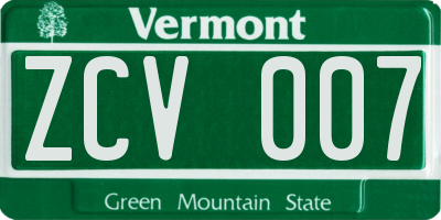 VT license plate ZCV007