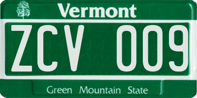 VT license plate ZCV009
