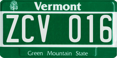 VT license plate ZCV016