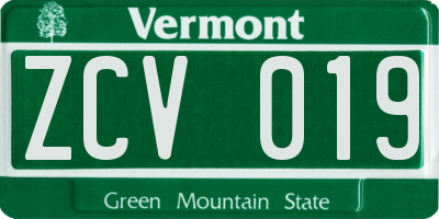 VT license plate ZCV019
