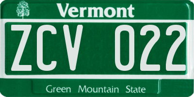 VT license plate ZCV022