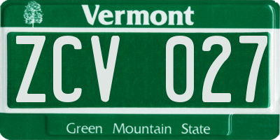 VT license plate ZCV027
