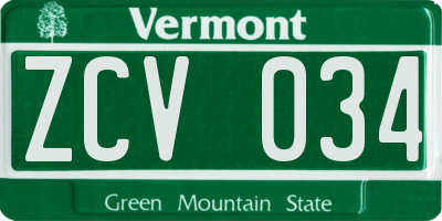 VT license plate ZCV034