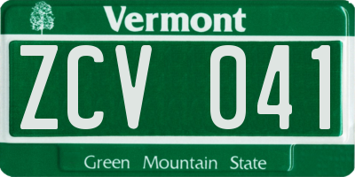 VT license plate ZCV041