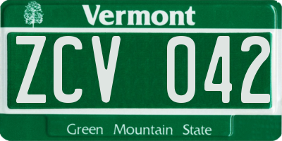 VT license plate ZCV042