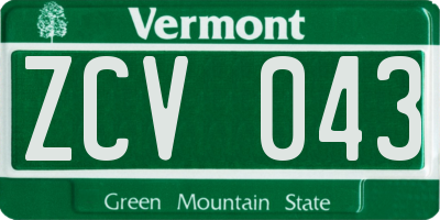 VT license plate ZCV043