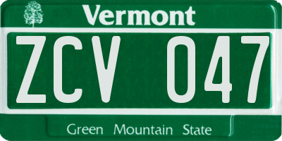VT license plate ZCV047