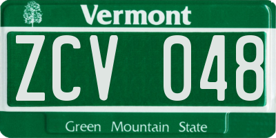 VT license plate ZCV048