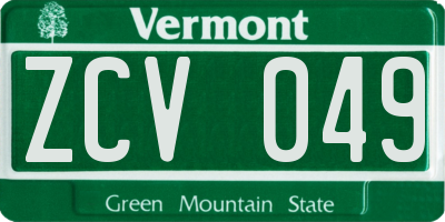 VT license plate ZCV049
