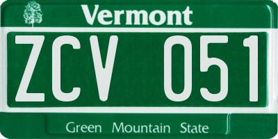 VT license plate ZCV051