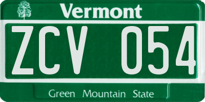 VT license plate ZCV054