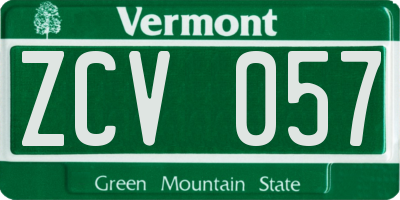 VT license plate ZCV057