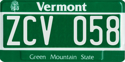 VT license plate ZCV058