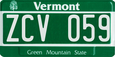 VT license plate ZCV059