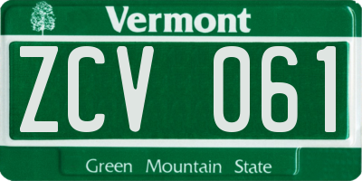 VT license plate ZCV061