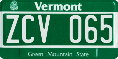 VT license plate ZCV065