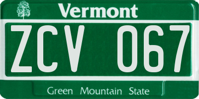 VT license plate ZCV067