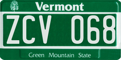 VT license plate ZCV068