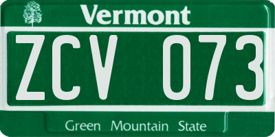 VT license plate ZCV073