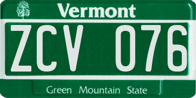VT license plate ZCV076