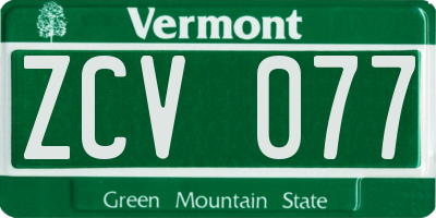 VT license plate ZCV077