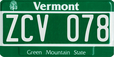 VT license plate ZCV078