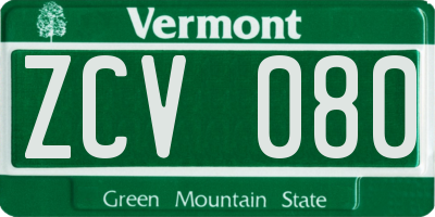 VT license plate ZCV080