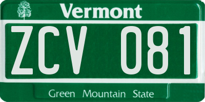 VT license plate ZCV081