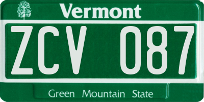 VT license plate ZCV087