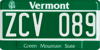 VT license plate ZCV089