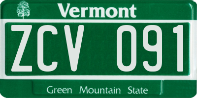 VT license plate ZCV091