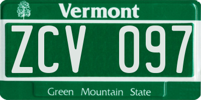 VT license plate ZCV097