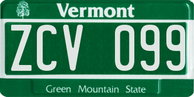 VT license plate ZCV099