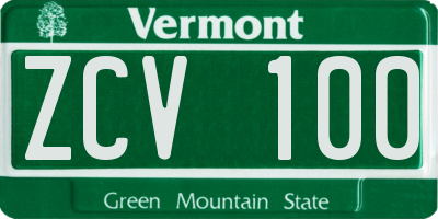 VT license plate ZCV100