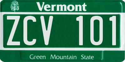 VT license plate ZCV101