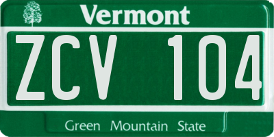 VT license plate ZCV104
