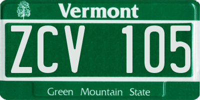 VT license plate ZCV105