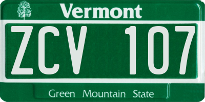 VT license plate ZCV107