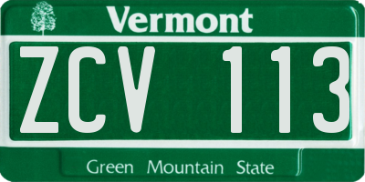VT license plate ZCV113