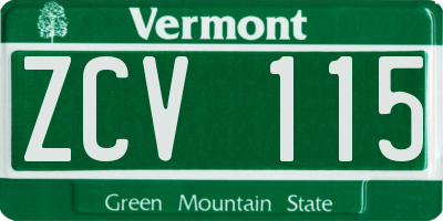 VT license plate ZCV115