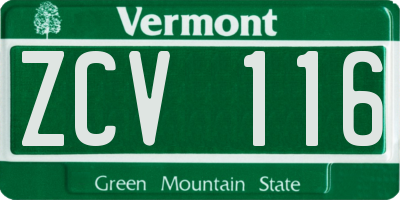 VT license plate ZCV116